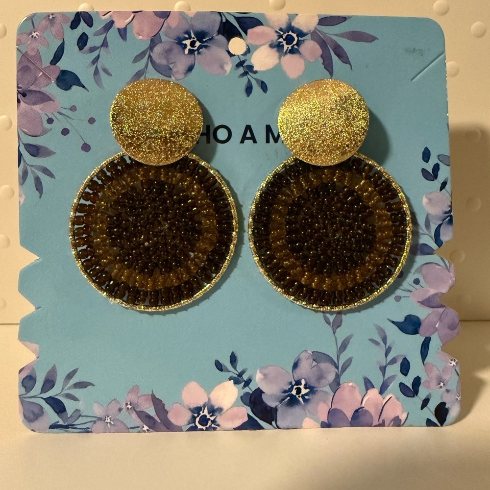 Elegant Gold and Brown Beaded Earrings